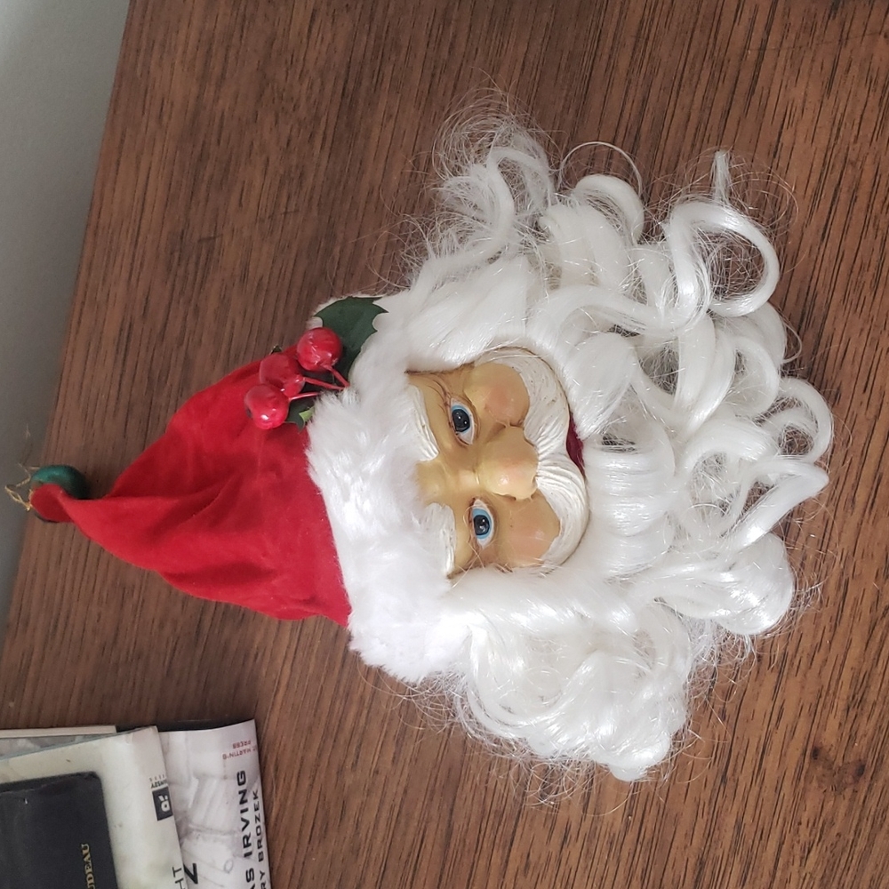 VINTAGE Door Hanger Bearded Santa With Bell